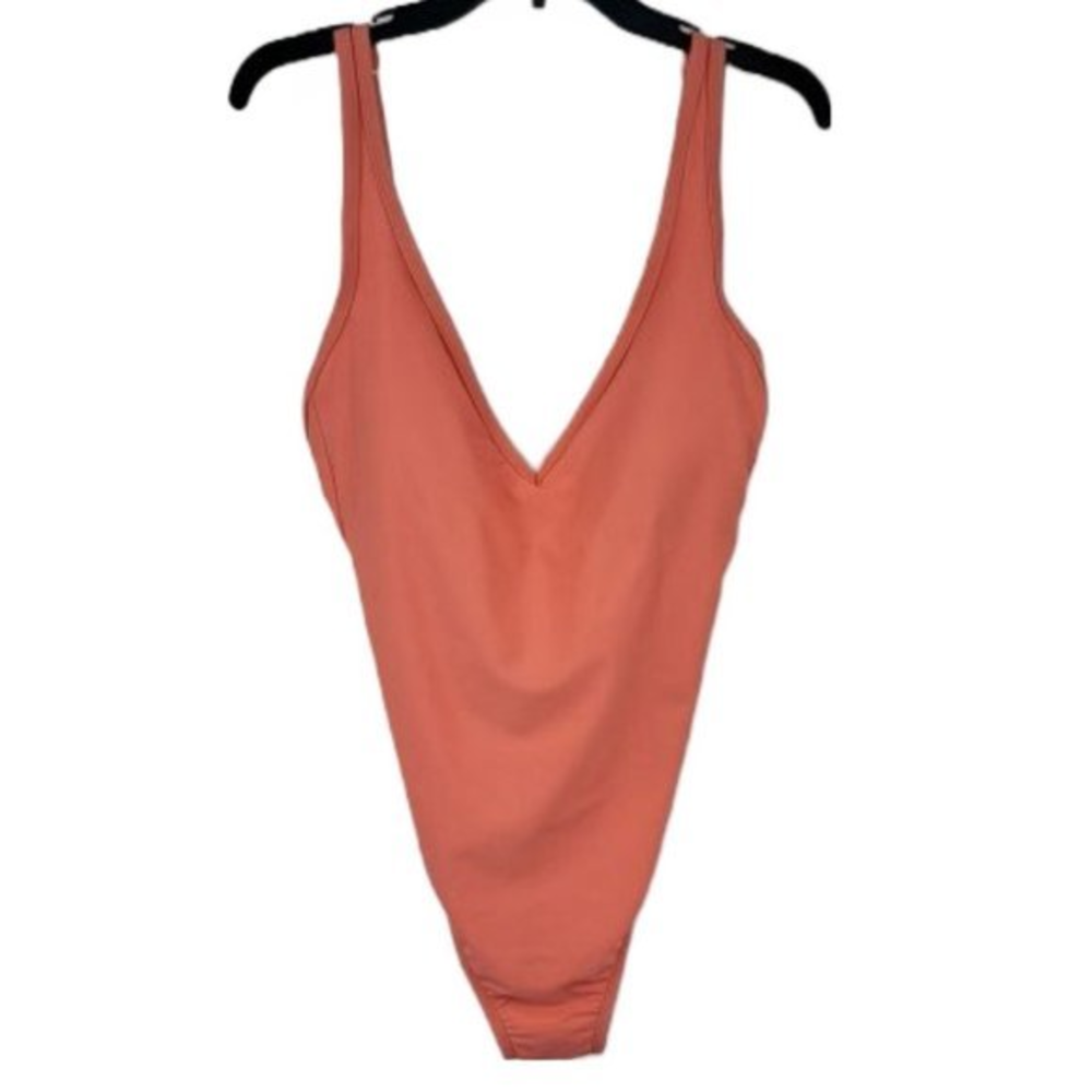 Kona Sol Swimsuit Womens Large‎ Pink One Piece Bathing Suit Open Back Padded Top